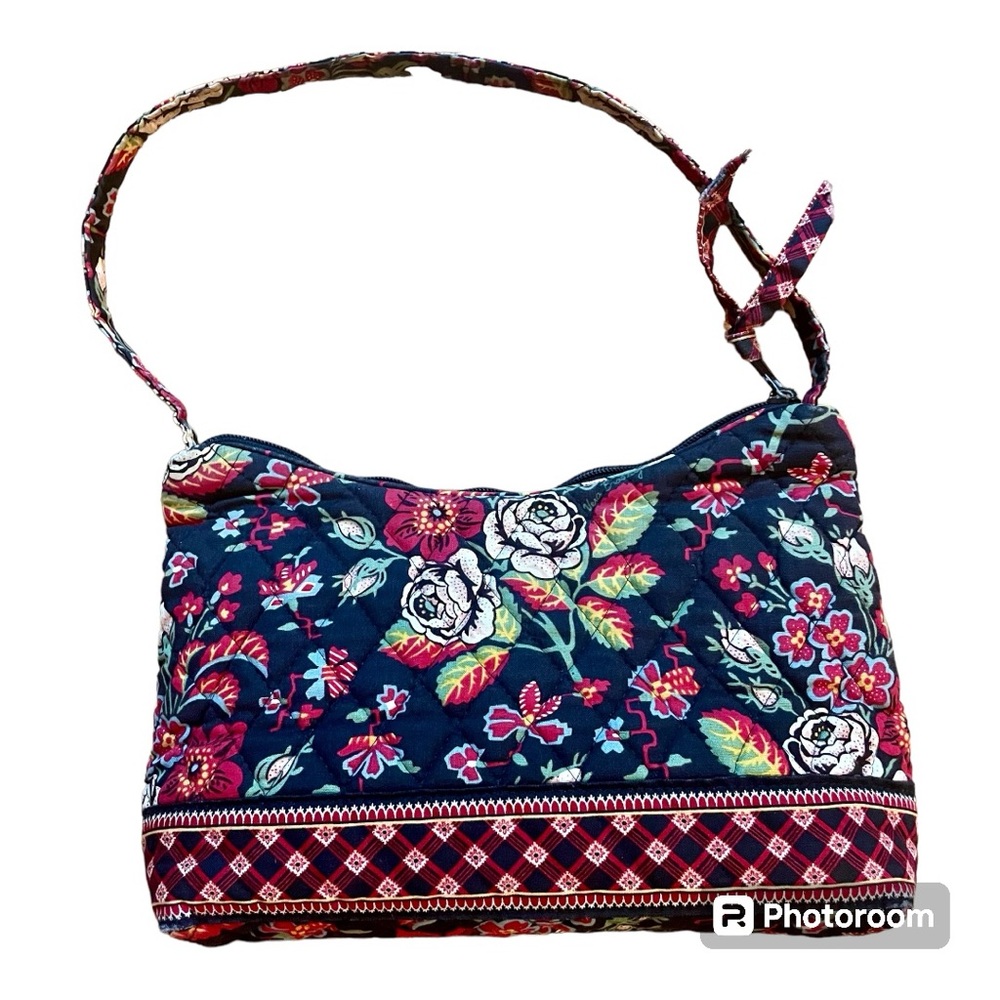 VERA BRADLEY - Anastasia - single strap-handbag - black w/red & white flowers!